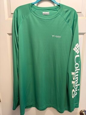 Columbia Long Sleeve Performance Shirt - Teal Green with White Logo